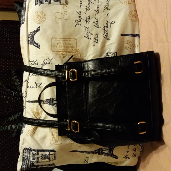 EUC Sharp Faux Leather Purse Adj Shoulder & Buckled Backpack Straps + Handle Blk - Picture 4 of 7